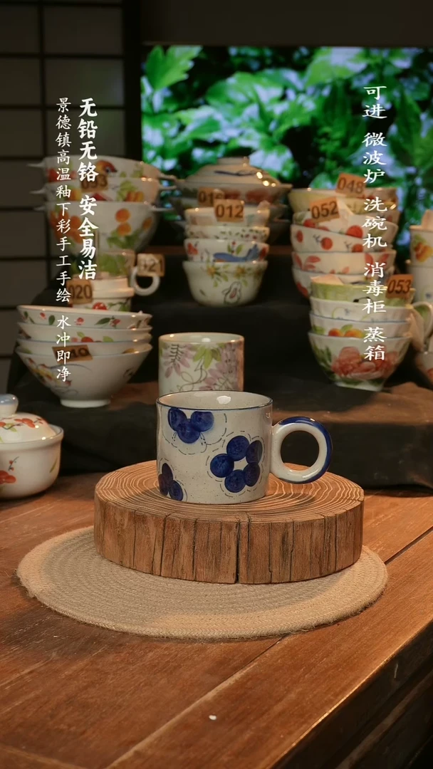 瓷景德镇高温瓷釉下彩手绘陶瓷