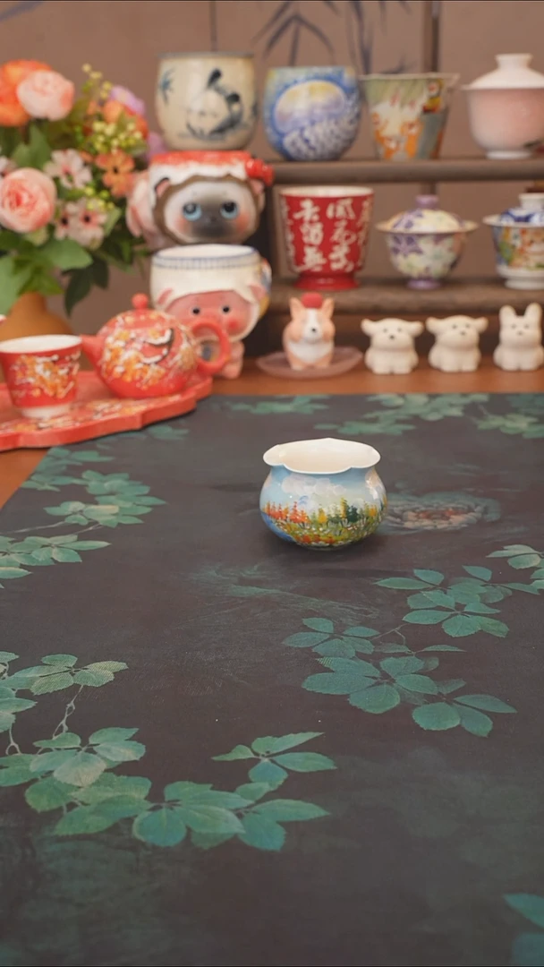 石一  阿勒泰雪景花口品茗杯