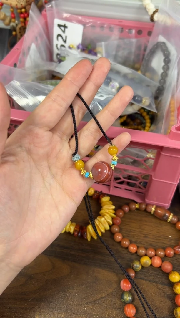 项链未镶嵌南红玛瑙南红玛瑙圆珠蜜蜡编制款项链[0283]