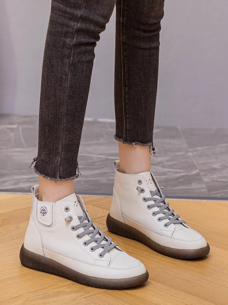 296新款真皮高帮板鞋