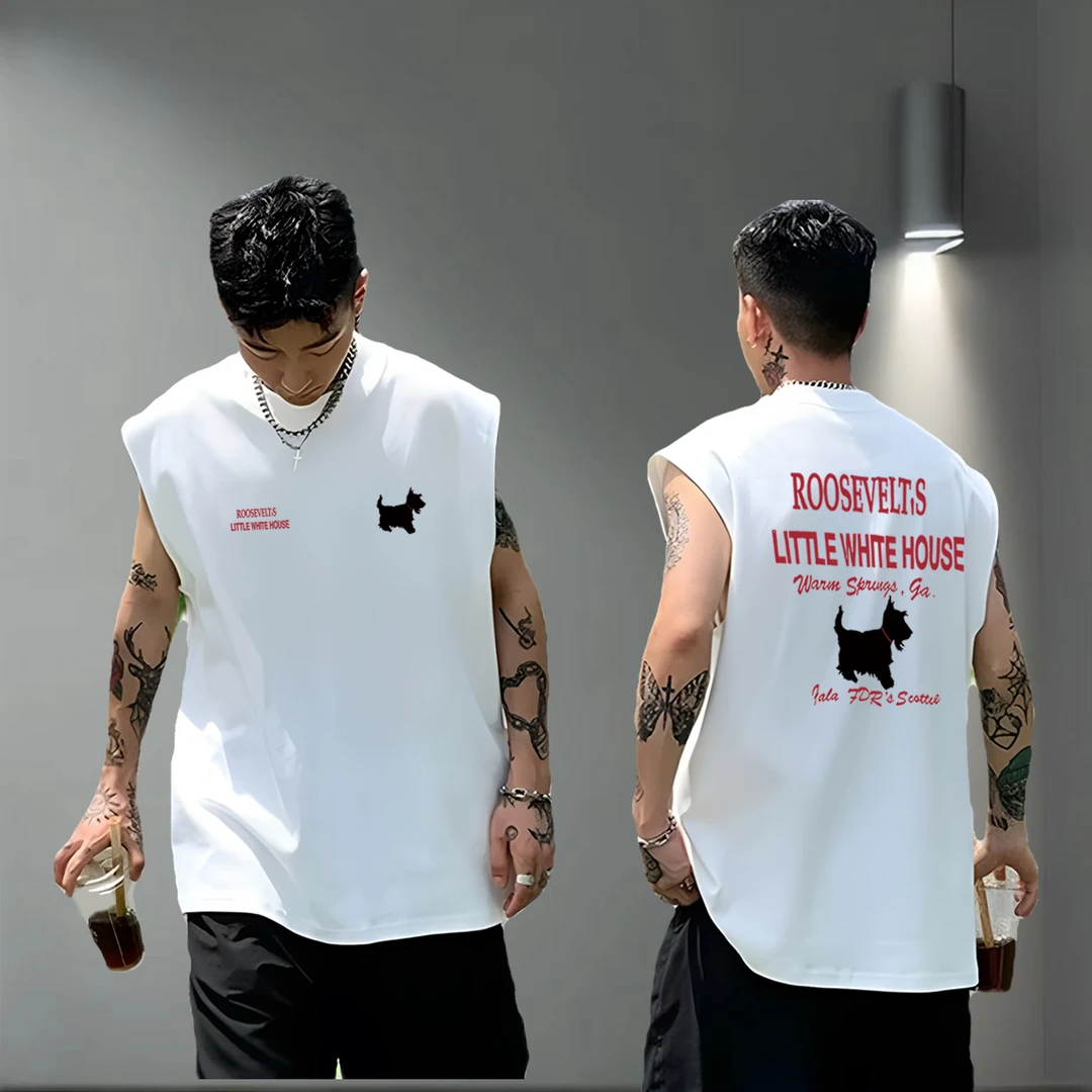 【高品质】纯棉新款背心潮牌健身宽松运动无袖坎肩上衣嘻哈ins外穿