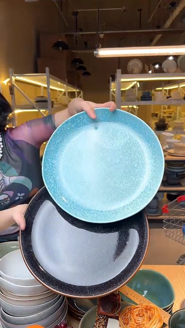 瓷87外贸尾货高温釉下彩陶瓷餐具默认微瑕