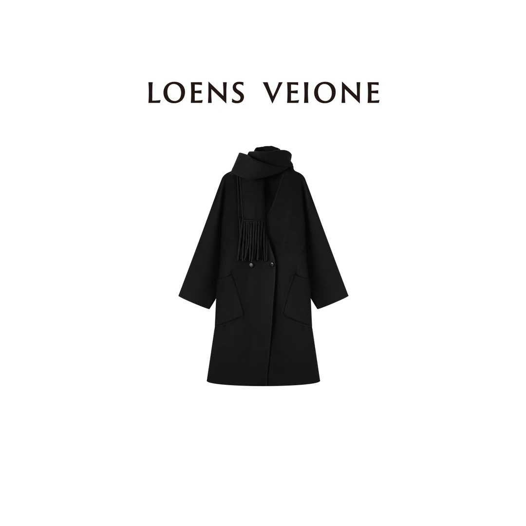 LOENS VEIONE/罗拉洛洛利亚羊毛带围巾风衣24CVCK0003Y