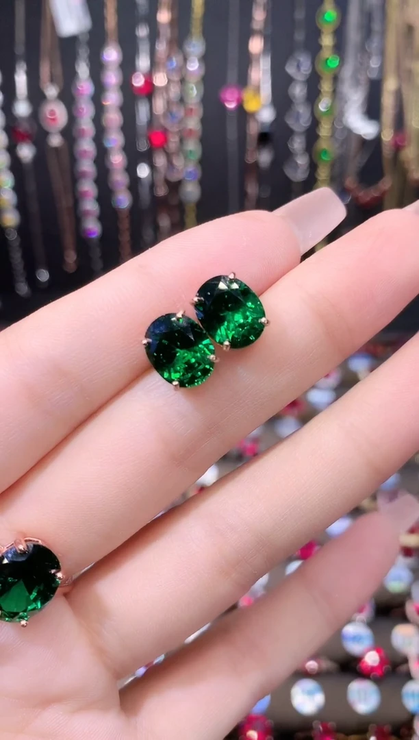 耳饰透辉石银S925镶嵌810玫瑰金