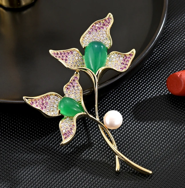1899双生兰花轻奢胸针