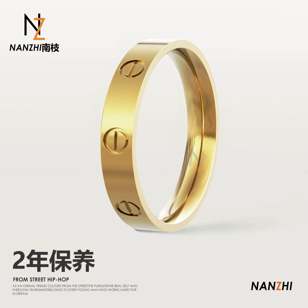 钛钢戒指 钛钢戒指高定经典版戒指情侣戒指时尚气质-栀