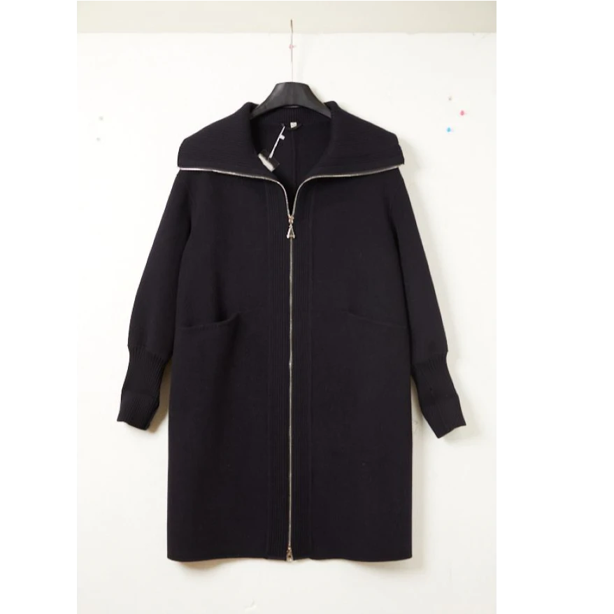 Hooomiee海军风设计大翻领拉链女士大衣RH013