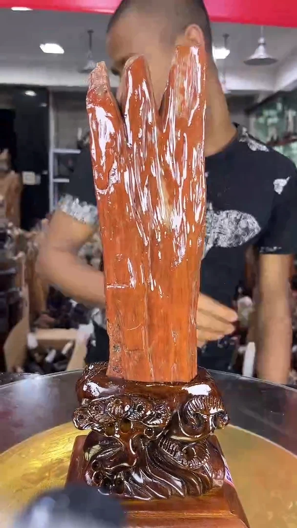 缅甸天然硅化玉摆件