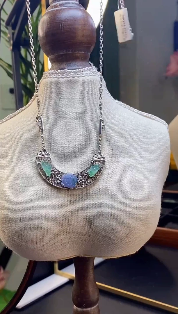 颈饰银S925镶嵌翡翠19128