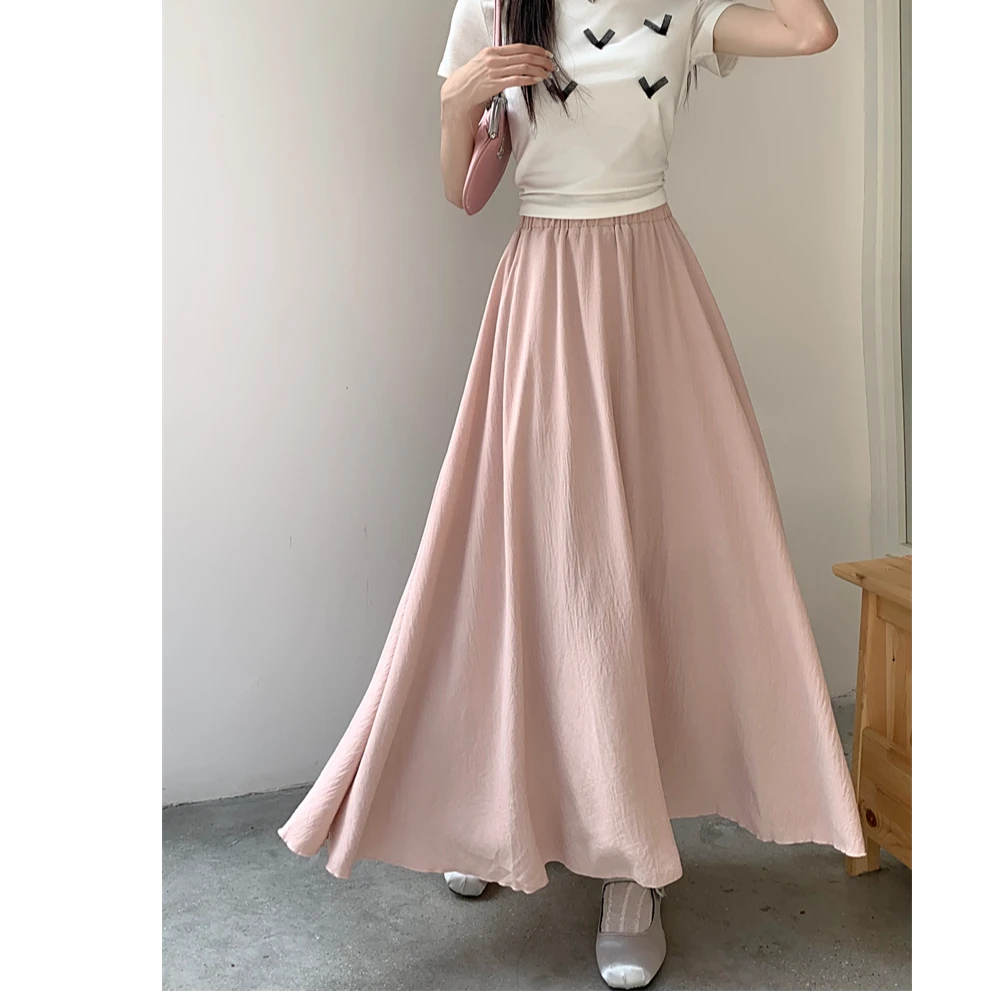 温柔气质垂感半身裙女春夏夏季新款高腰显瘦A字长裙百搭大摆伞裙