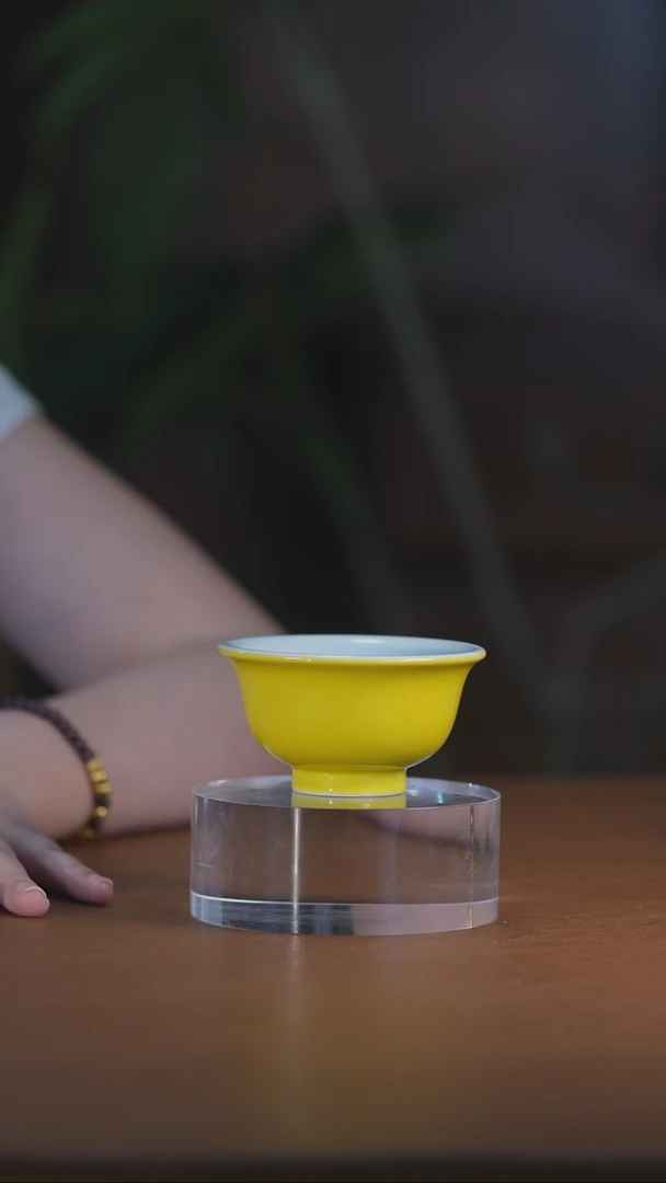 帝王黄内绘冰梅压手杯