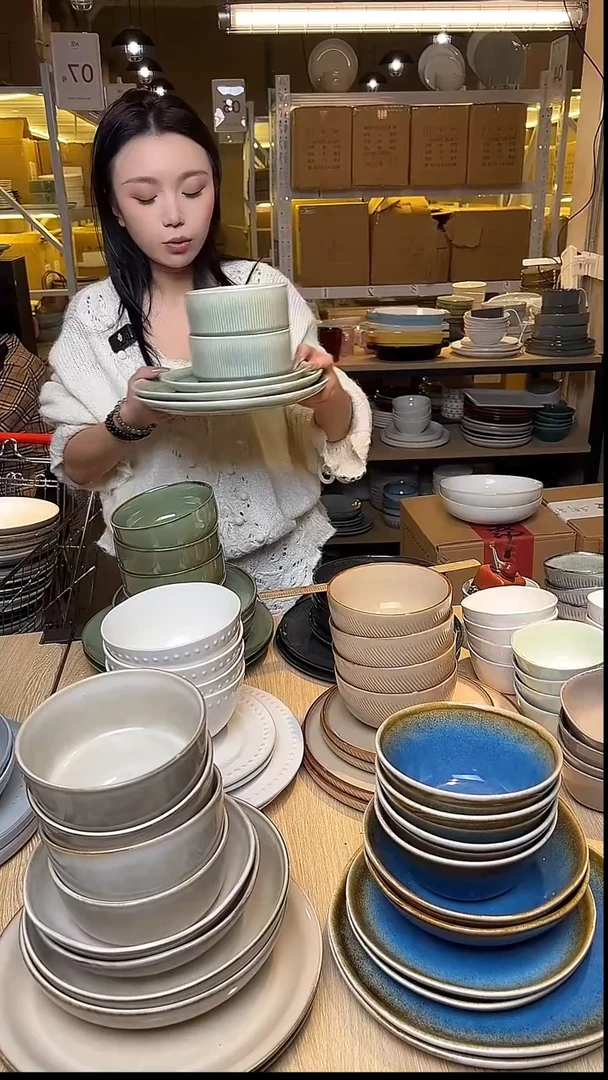 瓷152外贸尾货窑变釉下彩默外微瑕（6件套）