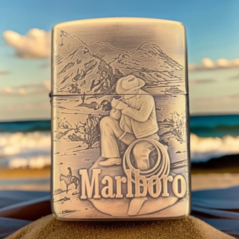 ZIPPO正品打火机【万宝路牛仔】盔甲机雕刻男士收藏DY9902DK