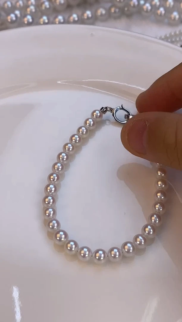 银S925镶嵌手链淡水珍珠5.5-6