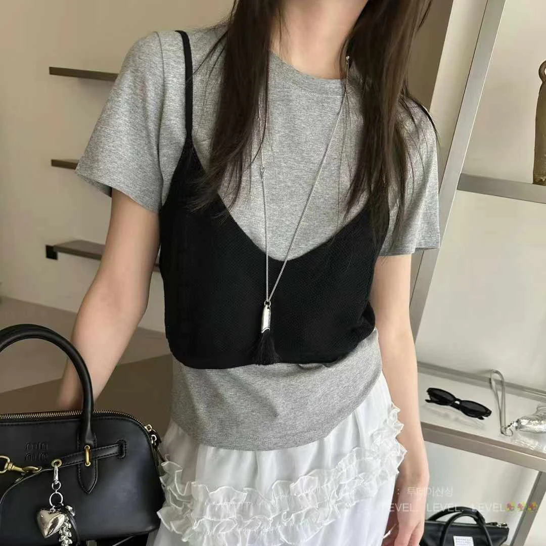 夏季新款欧韩欧货设计感小众时尚洋气气质减龄T恤8822