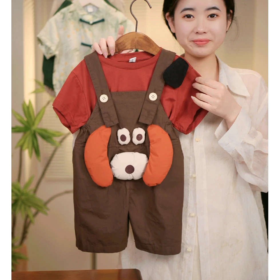 【现货】2024夏季男女童休闲时尚百搭可爱公仔风儿童套装37109