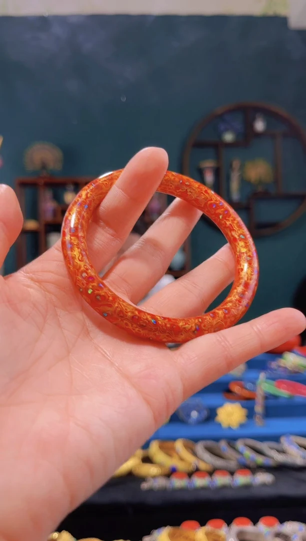 【闪购商品】非遗技艺犀皮漆手镯60红色