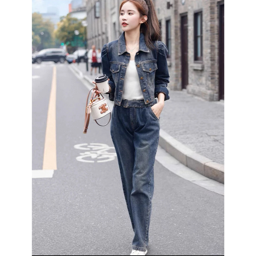 微瑕 牛仔套装女2025先高级感休闲两件套