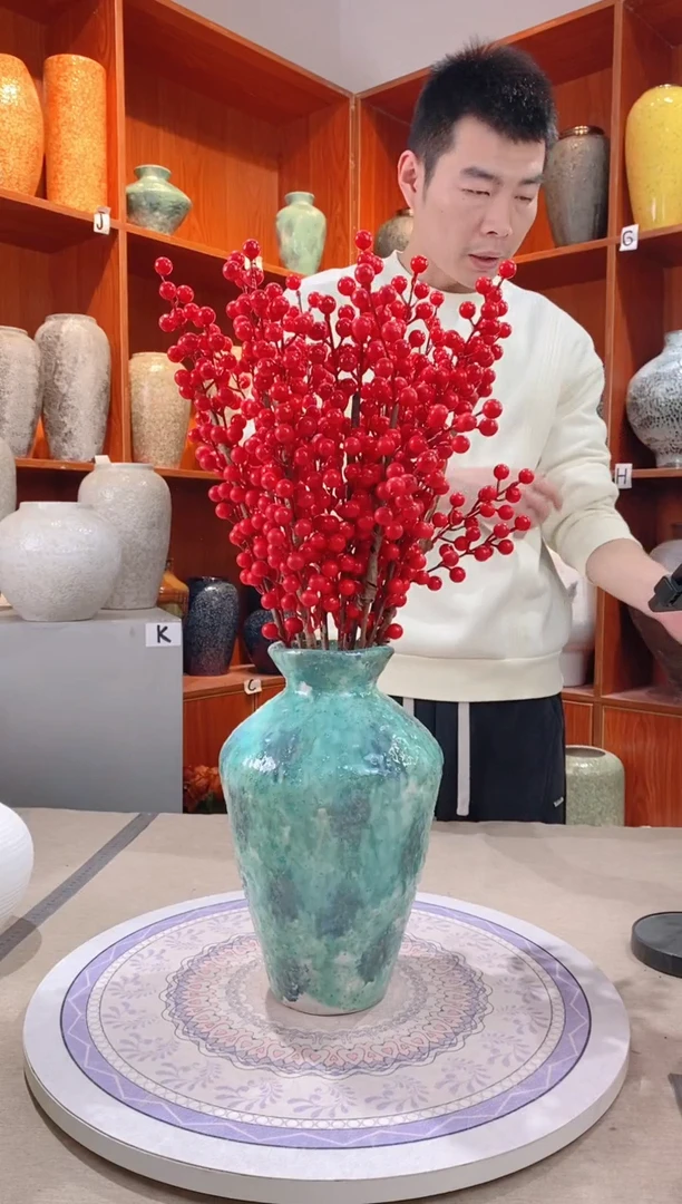 【闪购商品】瓶彩陶三件套 大号  陶瓷花瓶 无花