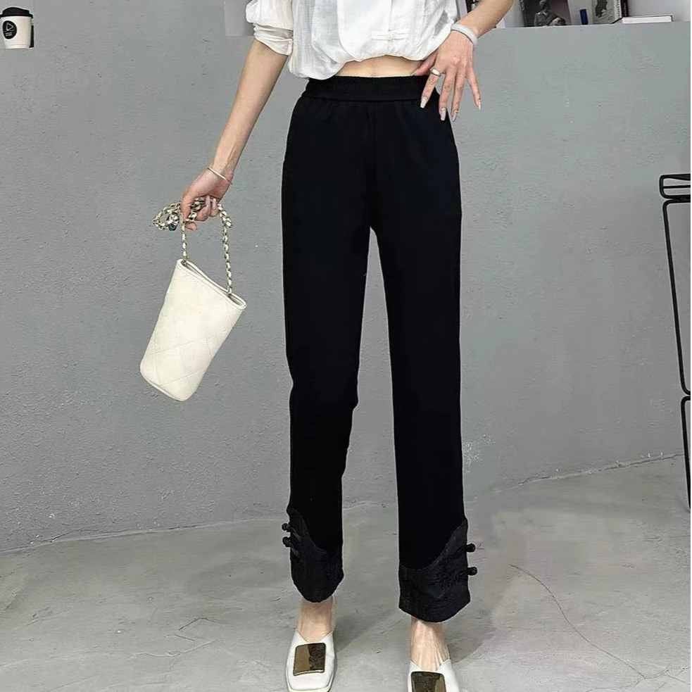 K786黑盘扣国风休闲裤55287