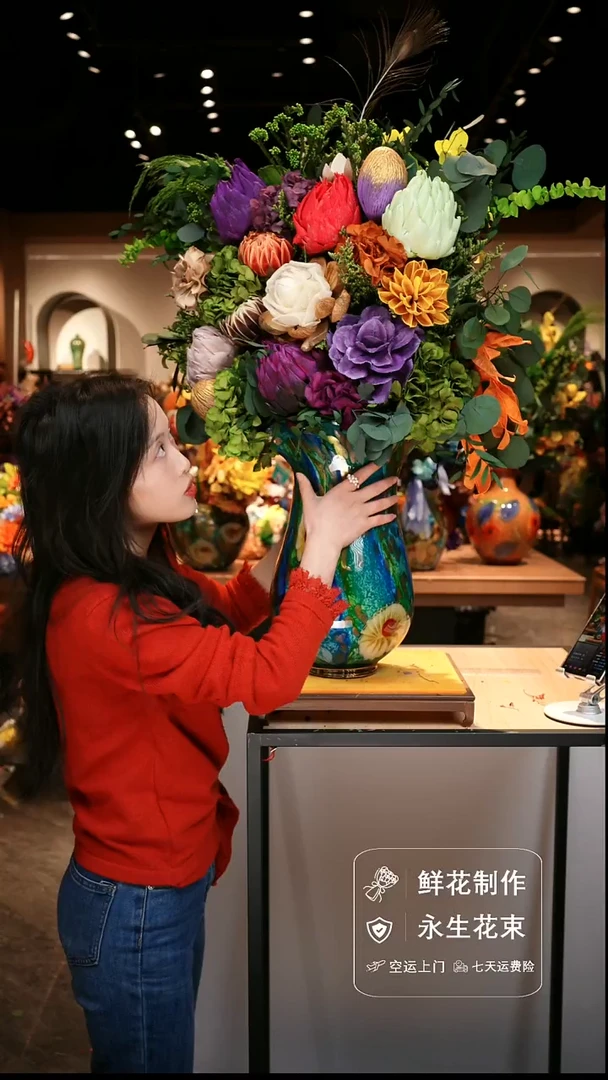 手工艺品琉璃手工花器花束空运包邮送货上门-以图片为准