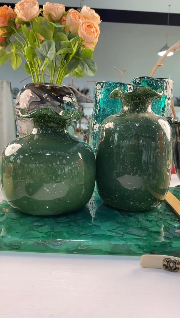 慕忆家手作琉璃花瓶一对