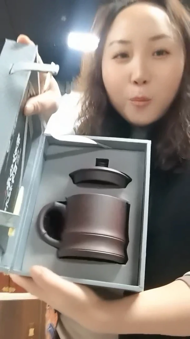 【闪购商品】紫砂紫砂竹节盖杯