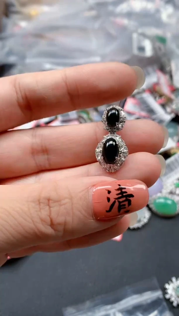 银S925镶嵌戒指翡翠天然A货缅甸翡翠