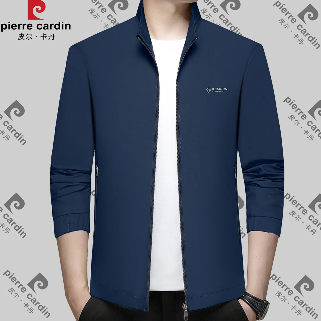 皮尔卡丹男士中老年高档休闲中年薄款商务立领春秋季时尚夹克外套