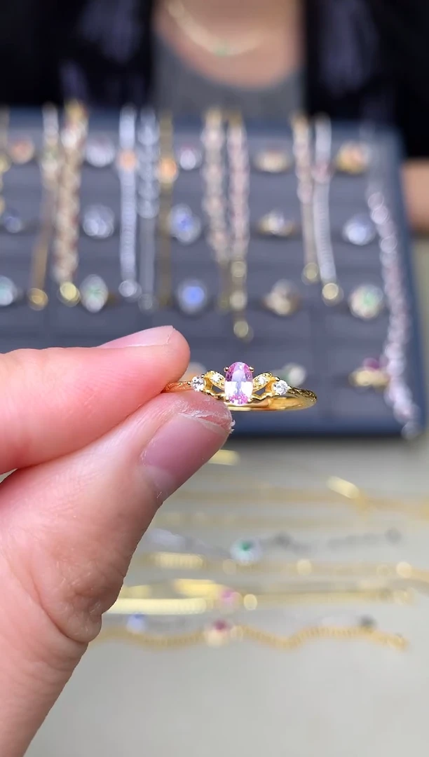 戒指蓝宝石银S925镶嵌戒指