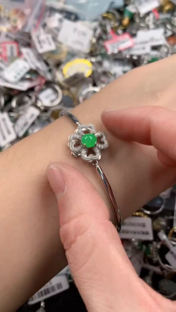 银S925镶嵌戒指翡翠44444   5