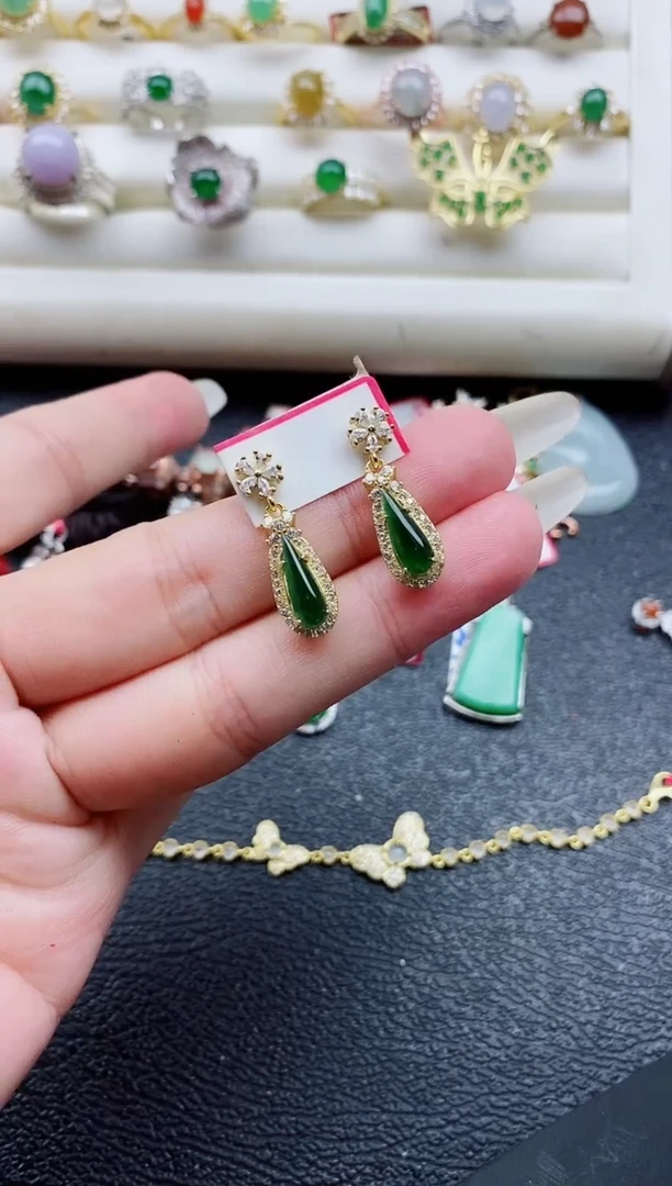 银S925镶嵌戒指翡翠1