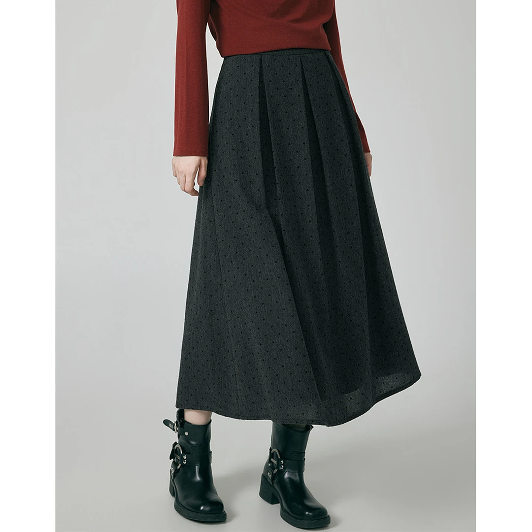 裂渡宣宣【恋爱进行曲】微胖大码女秋气质百搭波点半身裙ZY508V49