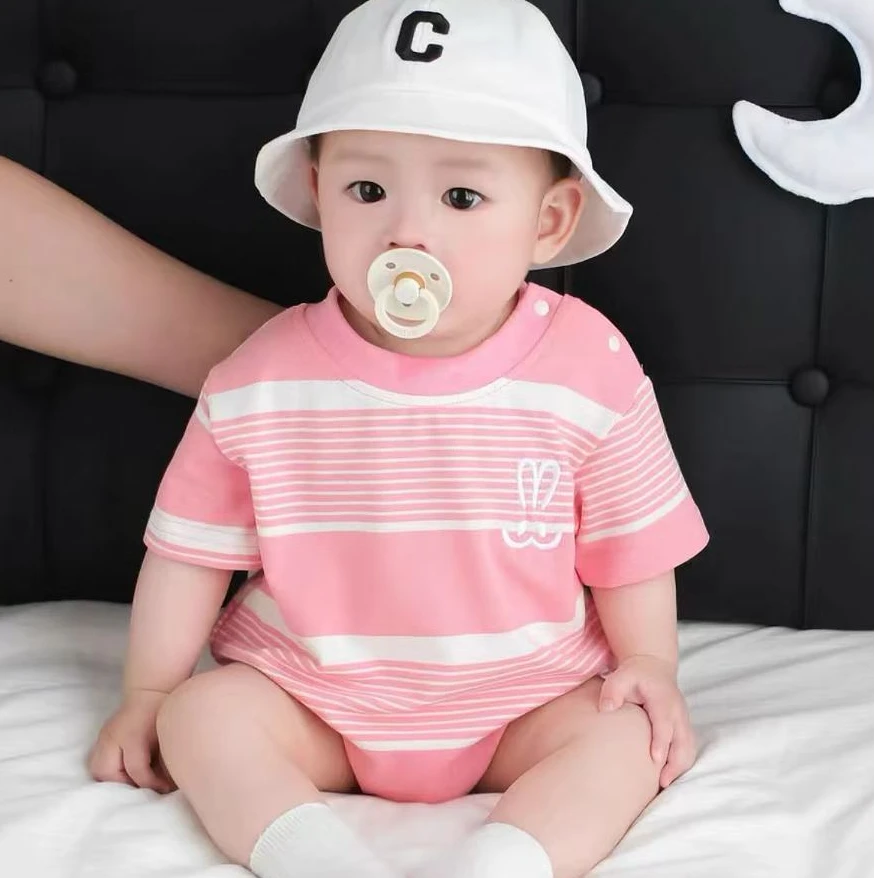 夏装宝宝婴儿连体衣夏季洋气衣服夏天短袖新生幼儿满月外出爬服