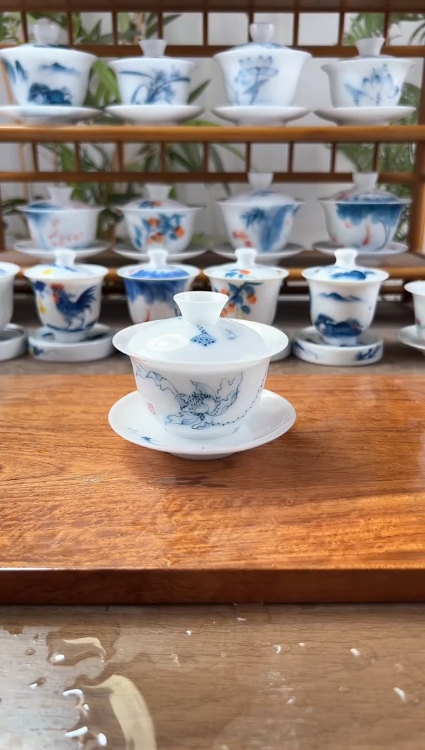 微瑕高冰舞莲130ml三才盖碗