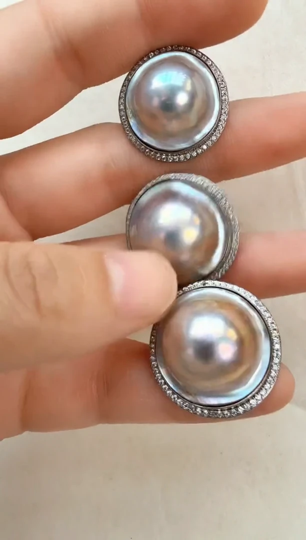 银S925镶嵌戒圈拼合珍珠（马贝珠）多样性发一荷包蛋戒指