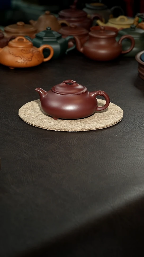 茶壶紫砂18，简瓢壶，汪达明，龙血砂，180cc全手工