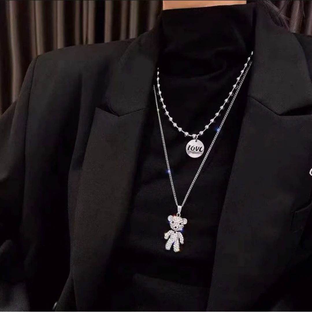 格姐家~百搭时尚小熊毛衣链1121