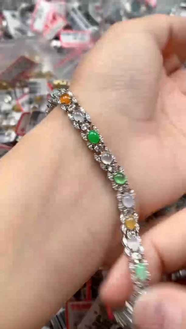 银S925镶嵌戒指翡翠天然A货缅甸翡翠