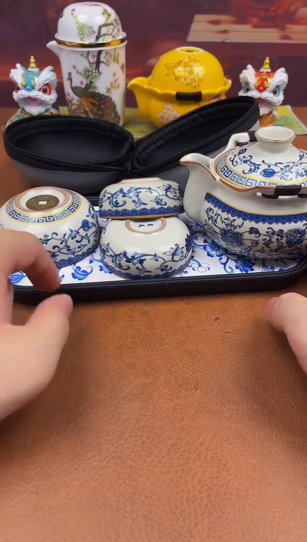 陶瓷茶具摆件旅行套组