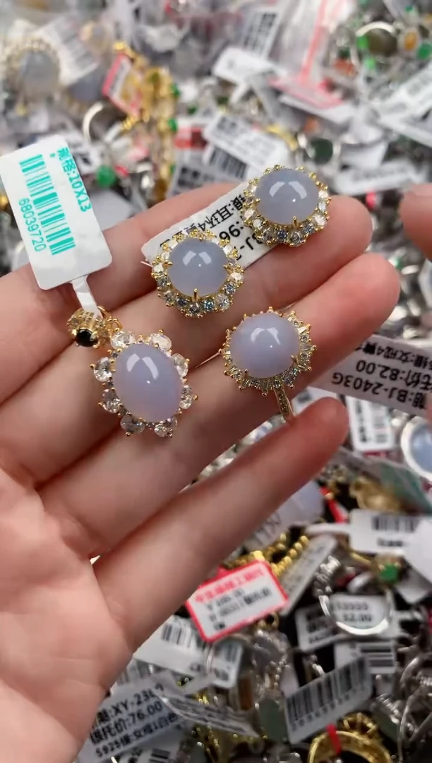 银S925镶嵌戒指翡翠10         9
