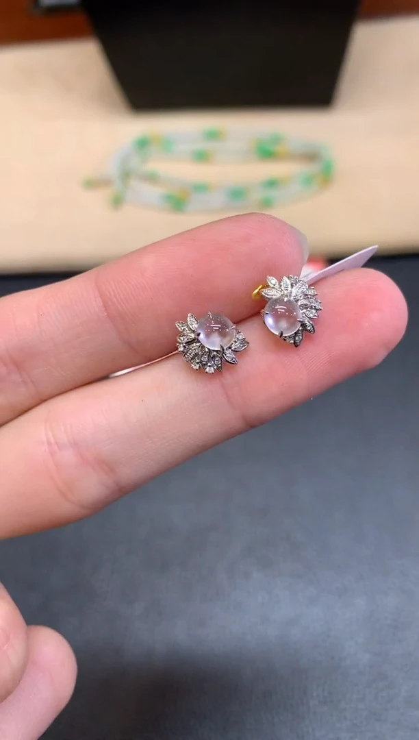 【闪购商品】翡翠耳饰18K金镶嵌【无鉴赏期】