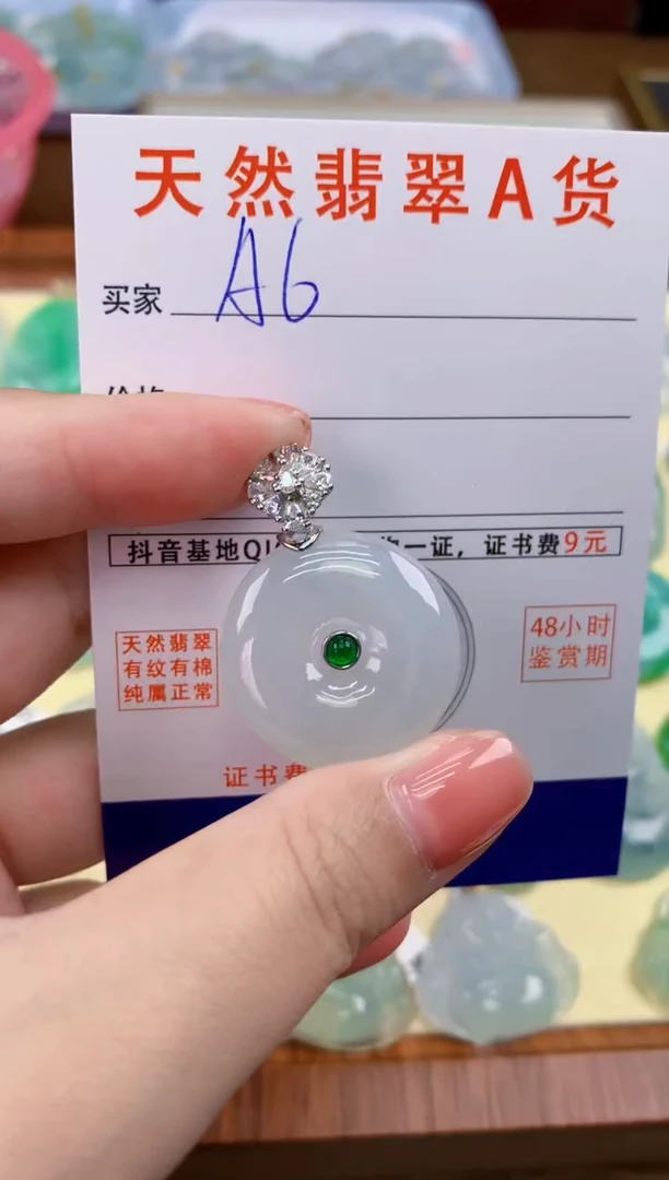 颈饰银S925镶嵌翡翠天然A货翡翠挂件