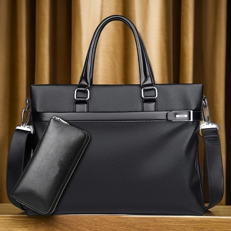 新款男士手提包商务公文包单肩斜挎包软PU皮电脑包休闲潮男包时尚