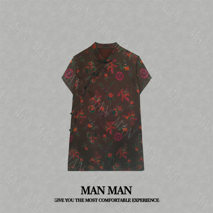 满满出品-『盛夏锦簇桑蚕丝国风衫』25175气质重磅桑蚕丝新中式气质