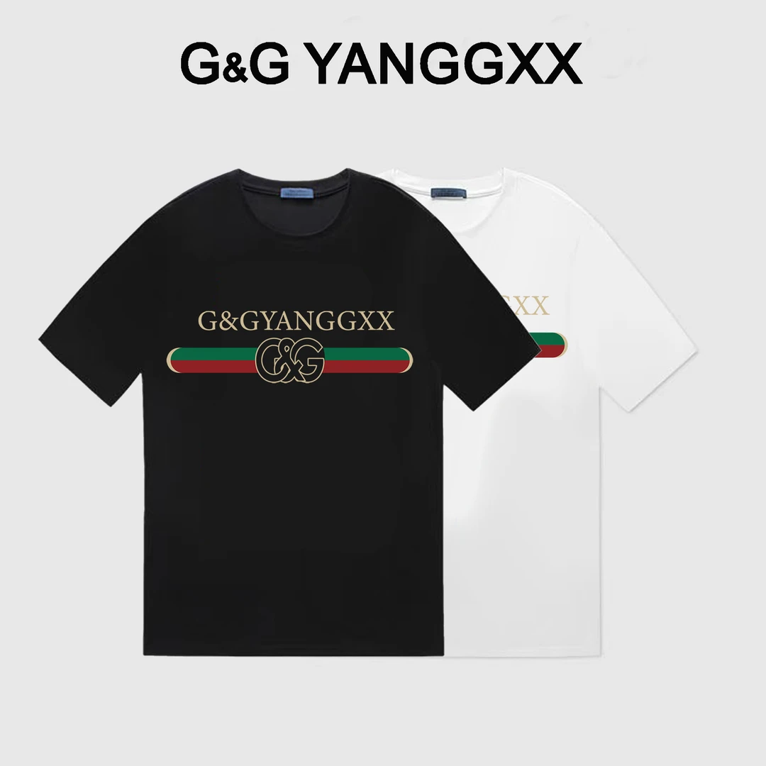G&GYANGGXX法国轻奢潮牌纯棉夏季新款情侣印花短袖T恤男女同款