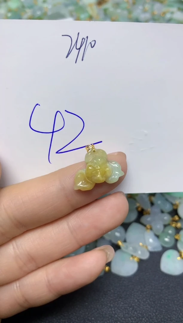 【闪购商品】翡翠挂件18K金镶嵌 天然翡翠A货