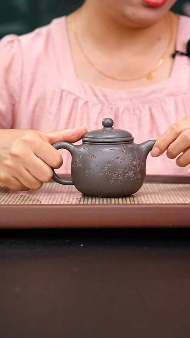 茶壶紫砂天青匏樽刻绘