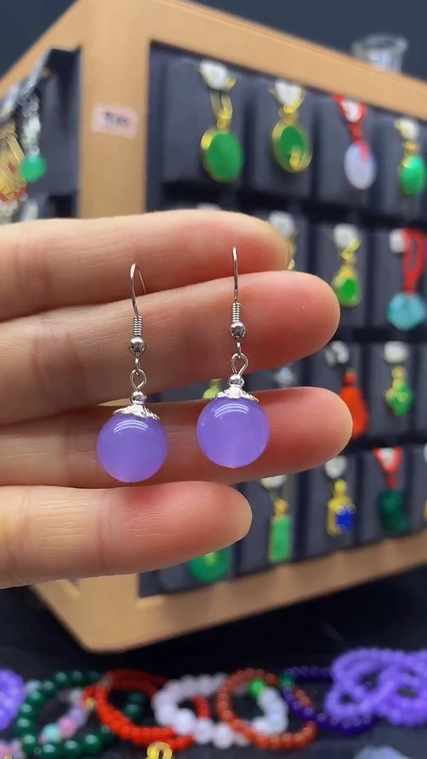 【闪购商品】玛瑙/玉髓耳环银S925镶嵌耳饰