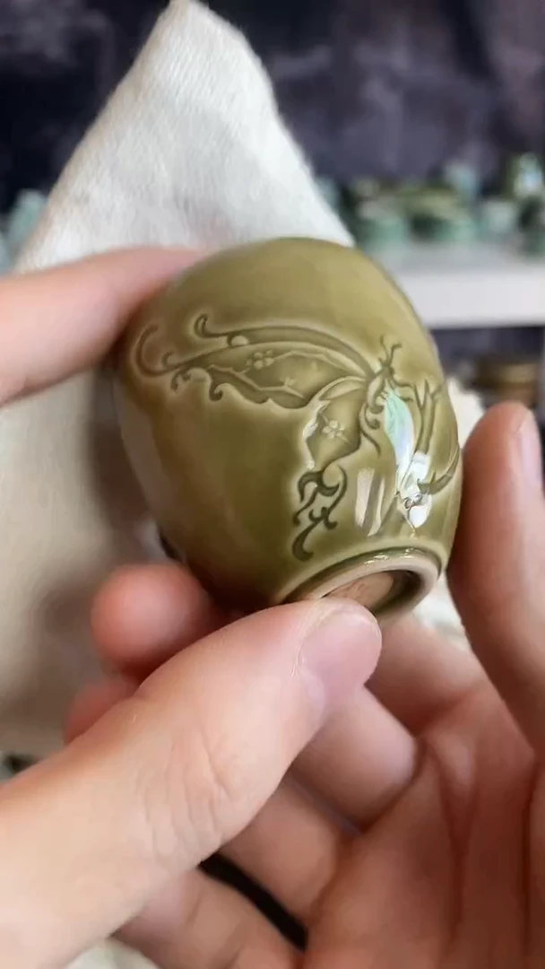 【山隐青瓷】龙窑柴烧杯子    微瑕